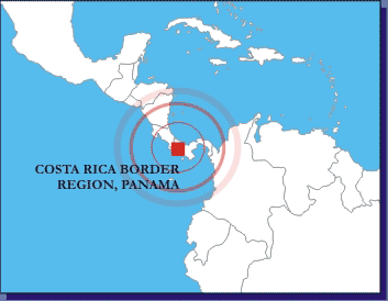 Panama-costa Rica Border Region Earthquake Map
