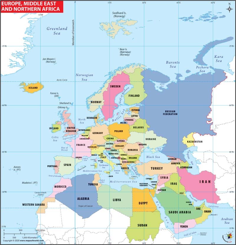 A Map Of Europe And Africa. Europe Africa Middle East Map