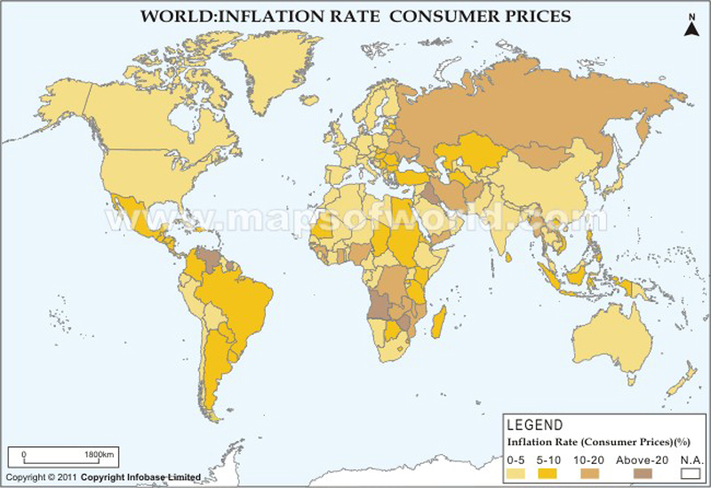 World Inflation Rate Consumer Prices Map