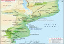 Physical Map of Mozambique