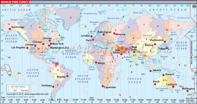 time zones in canada. World Time Zone Map