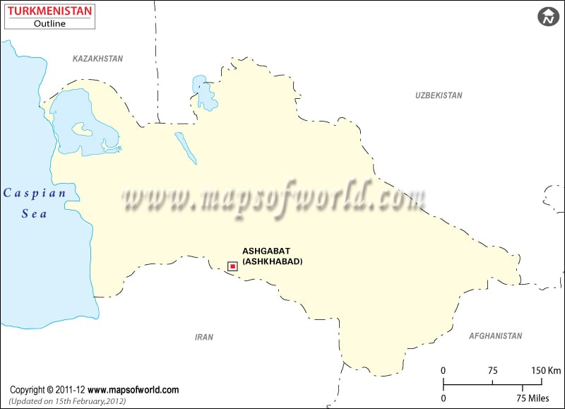 outline map of world countries. Outline Map of Turkmenistan