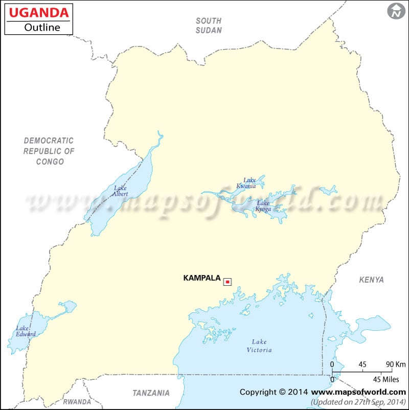 blank map of africa. Outline Map of Uganda