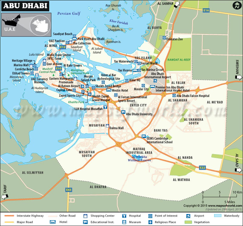 Abu Dhabi Map, City Map of Abu Dhabi, Capital of UAE