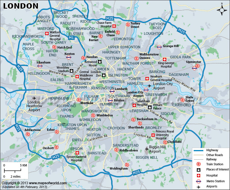 London Map, Map of London, Capital of UK