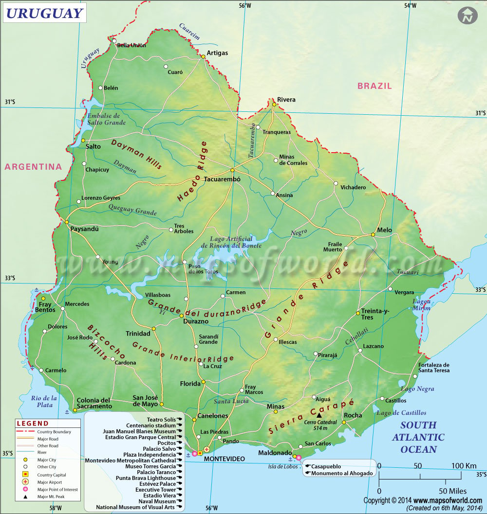 Uruguay Map, Map of Uruguay