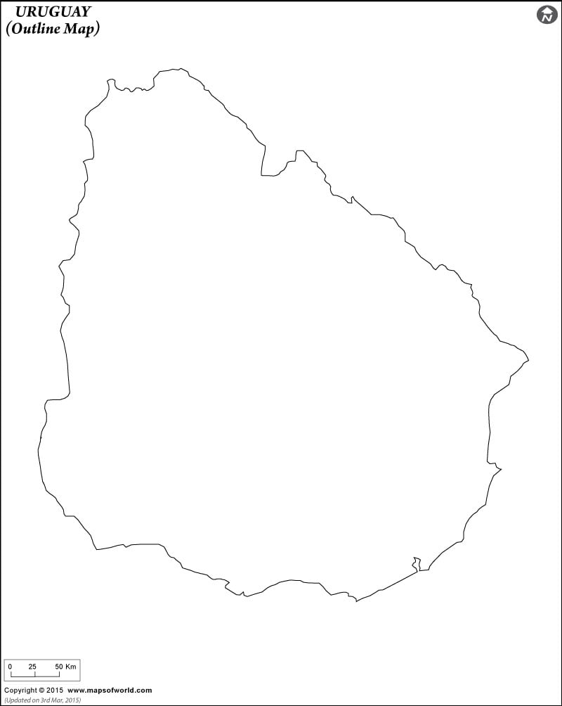 physical map of uruguay. Outline Map of Uruguay