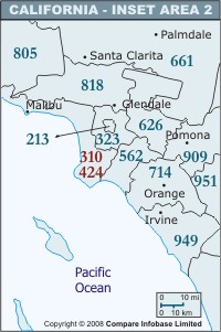 California Area Code Map Enlarged Area-2