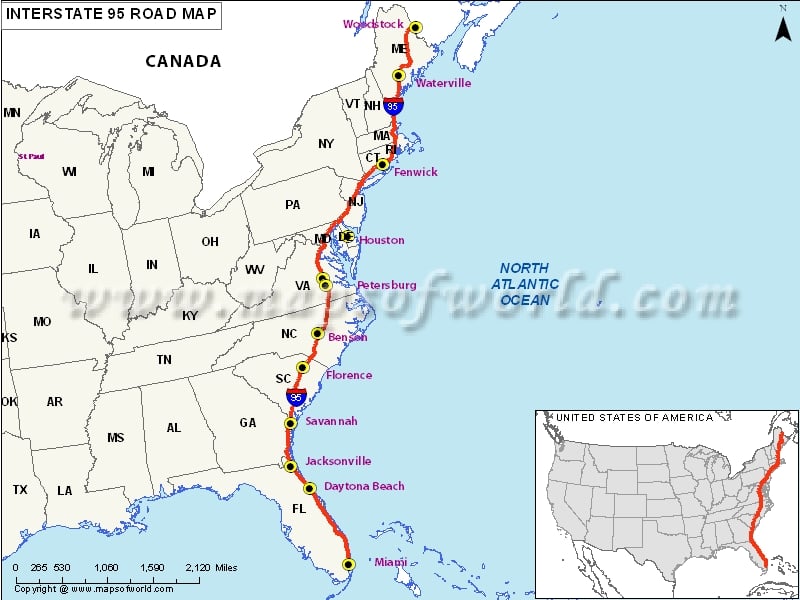 Map Us 77 ... Maps Of Us East Coast Interstate 95 on united states map interstate 95 ...