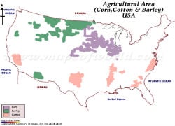 USA Corn Cotton and barley Growing Area