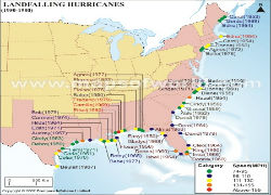 USA Landfalling Hurricanes 1950 to 1980