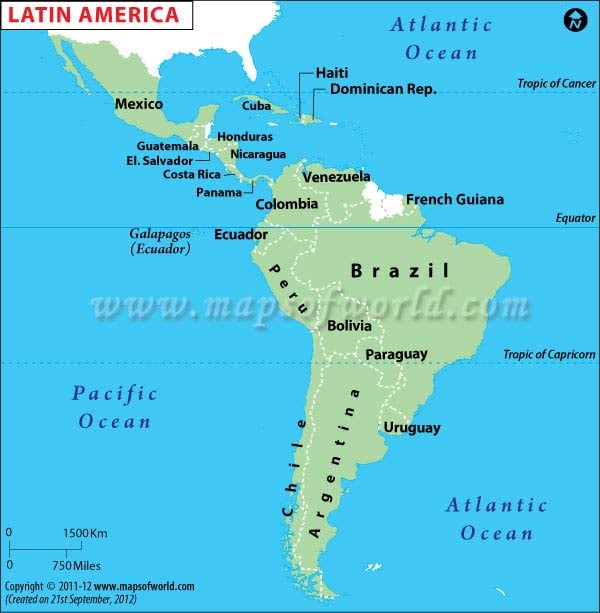 Atlantic Ocean On Latin America Map 