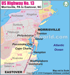 US Highway No.13 -Morrisville, PA to Eastover, NC
