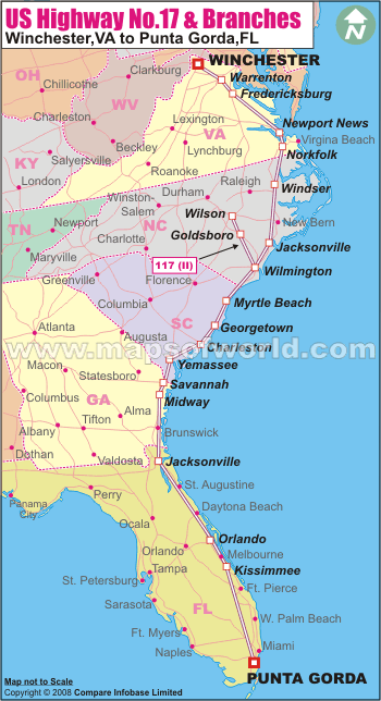 US Highway No.17 & Branches-Winchester, VA to Punta Gorda, FL