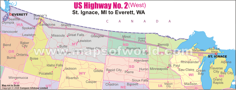 US Highway No.2 (West) - St. Ignace, MI to Everett, WA