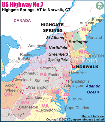 US Highway No.7 -Highgate Springs, VT to Norwalk, CT