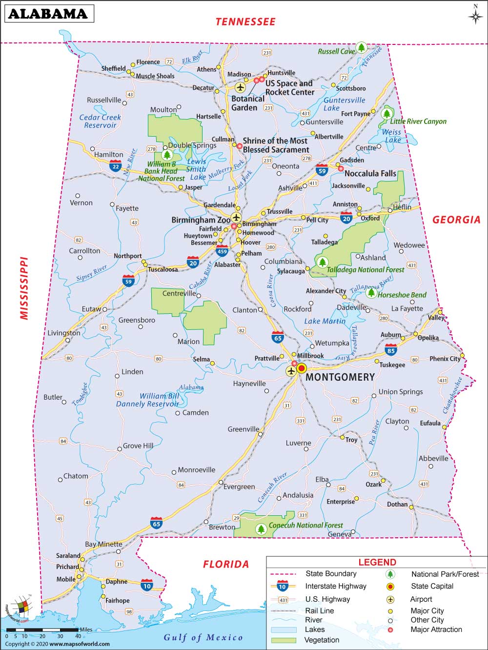 Montgomery Map | The Capital of Alabama | Map of Montgomery