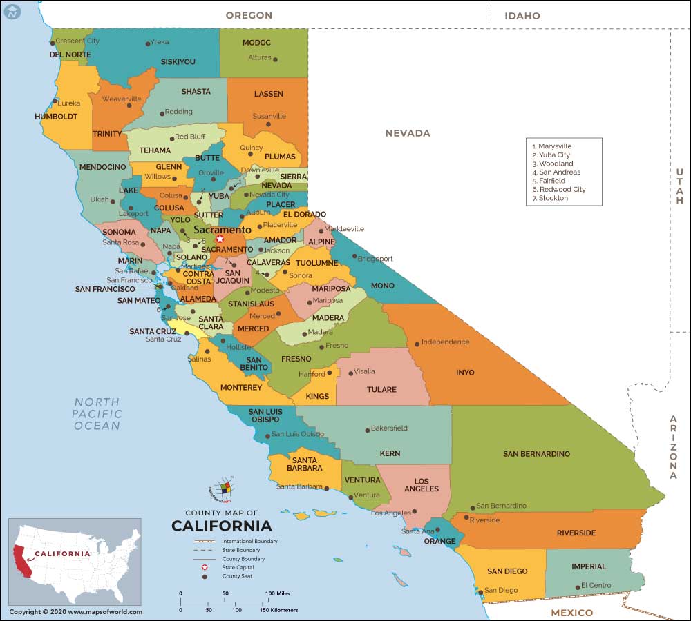 What are some interesting facts about different cities and counties in California?