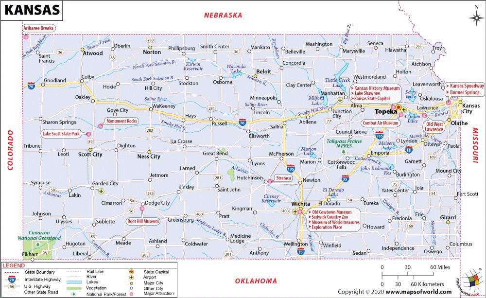 Kansas Map | Map of Kansas (KS)