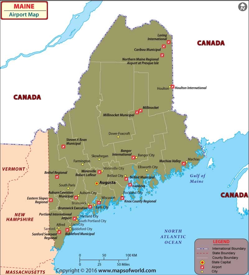 Maine  on Airports In Maine Map