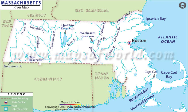 map of massachusetts. Massachusetts River Map