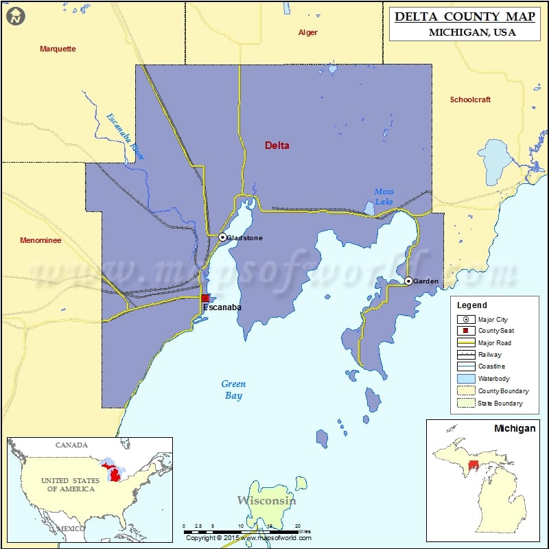 Delta County Map, Michigan