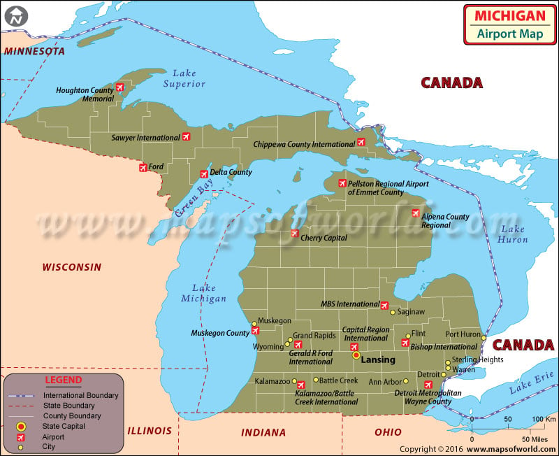 Michigan Airports, Michigan Airports Map