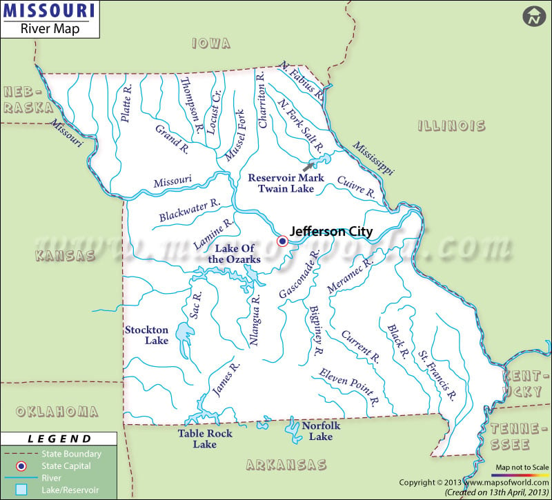 River in Missouri  Missouri River Map