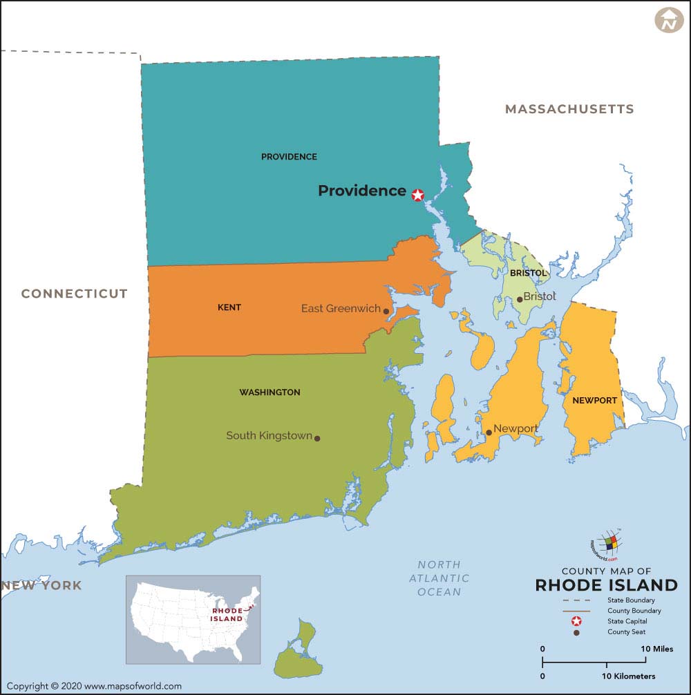 County Map of Rhode Island