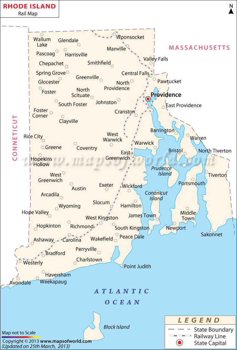 Map Of Rhode Island With Cities. Rhode Island Railway Network