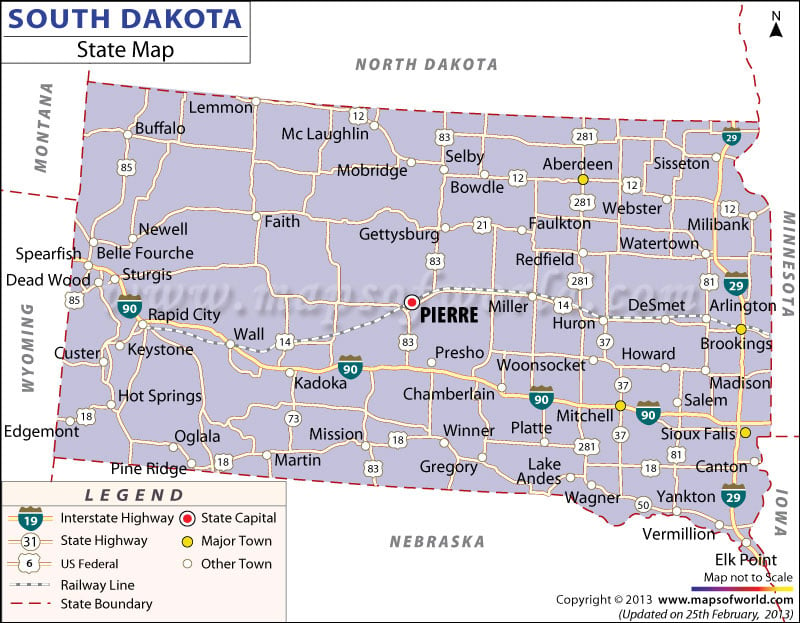 South Dakota  on South Dakota  Sd  Map