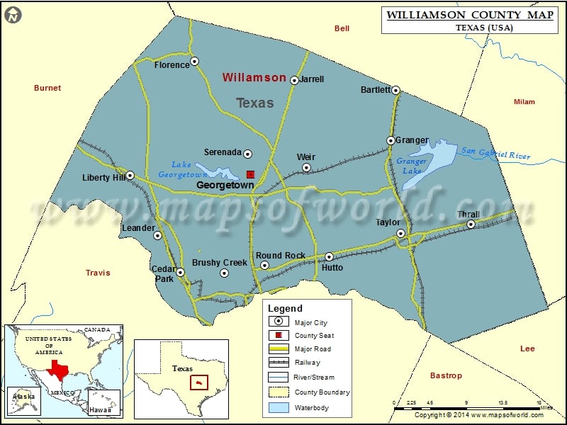 map of williamson county texas