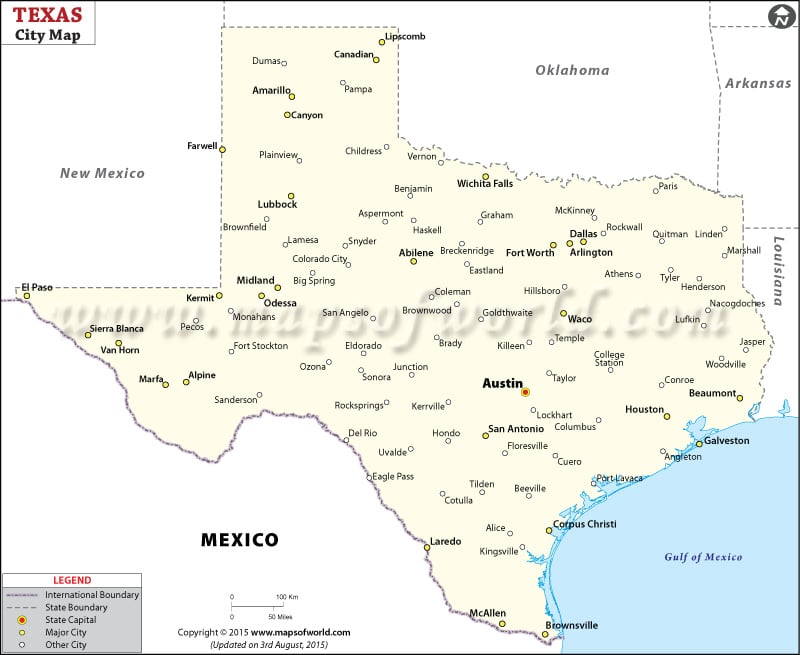 map of usa states and cities. Texas cities map
