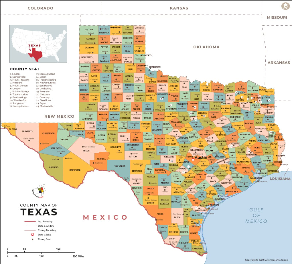 Texas County Map, Texas Counties, Counties in Texas (TX)