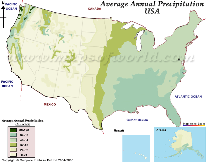 map of usa. Precipitation Map of USA