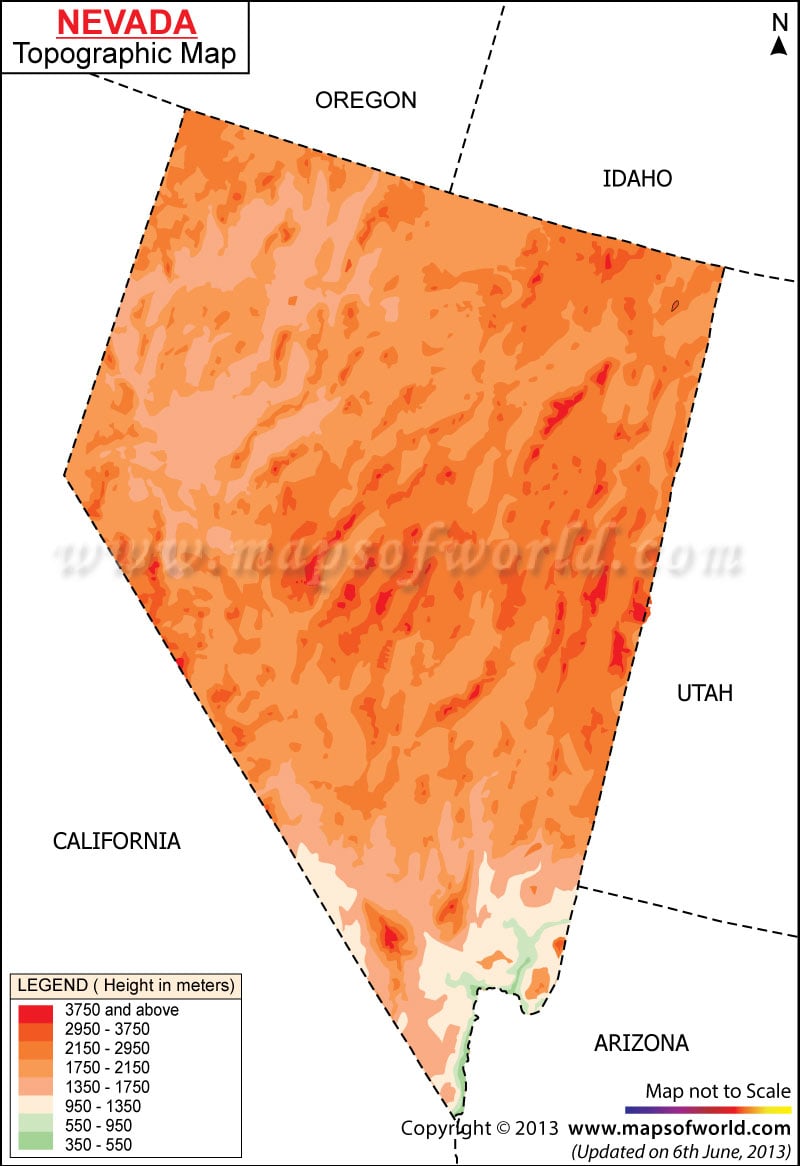 topographical map of colorado. Nevada Topo Map