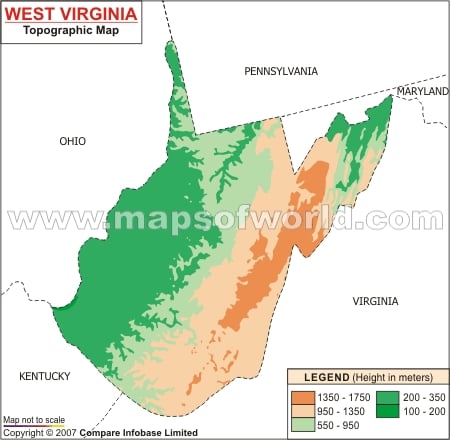 map of west virginia with cities. West Virginia Topo Map