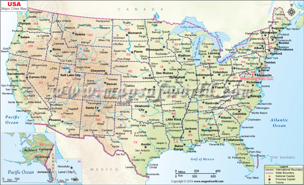 Usa Map And Cities