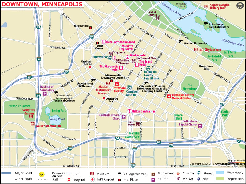 Downtown Minneapolis City Map | City Map of Minneapolis Downtown