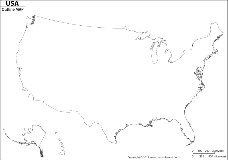outline map of united states of america. USA Outline Map