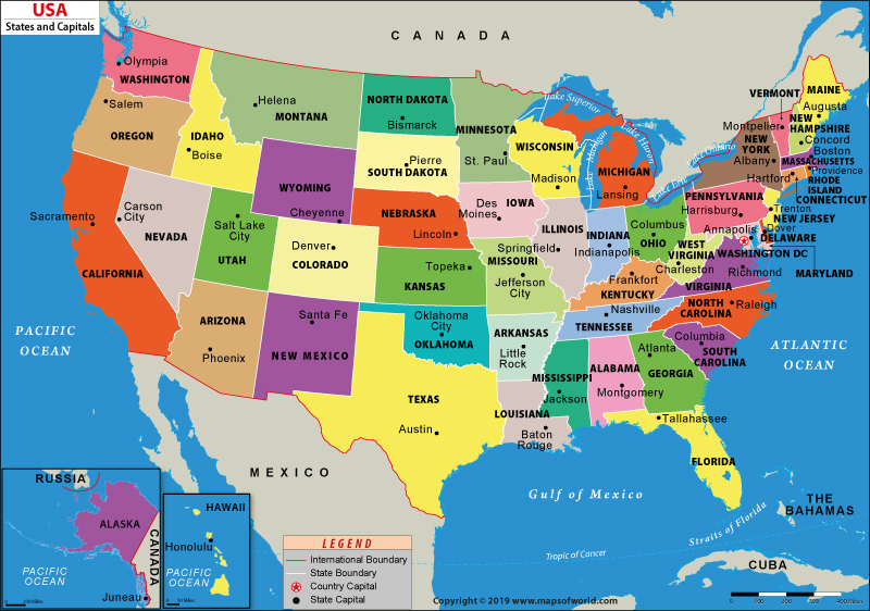 US States And Capitals Map List Of US States And Capitals
