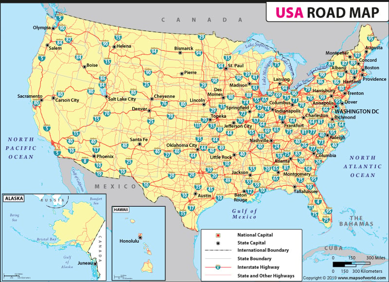 Map Of Usa And Canada With Cities. USA Road Map