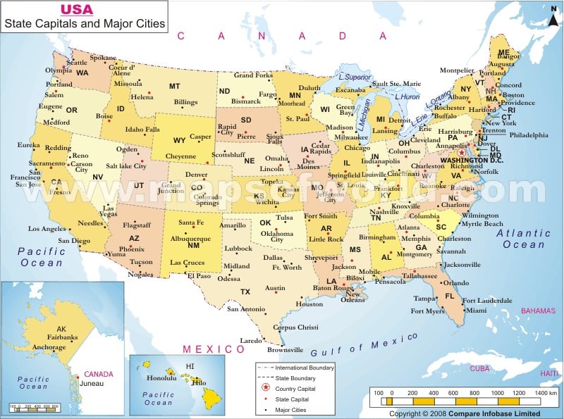 Us Map With Major Cities