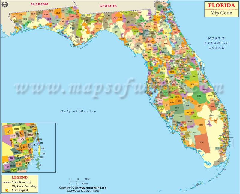 How do you find a map of Florida ZIP codes?