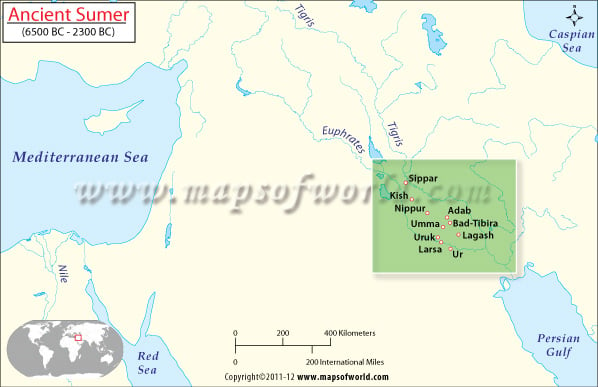 Sumer Map, Ancient Sumer History, Civilization