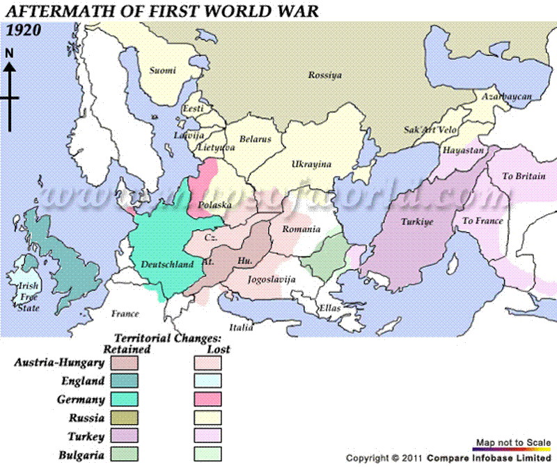 world war 1 map of france. World War I Map - 1920