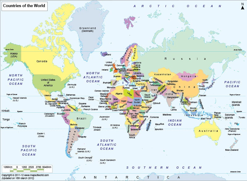 world map outline with countries. Countries of the World Map