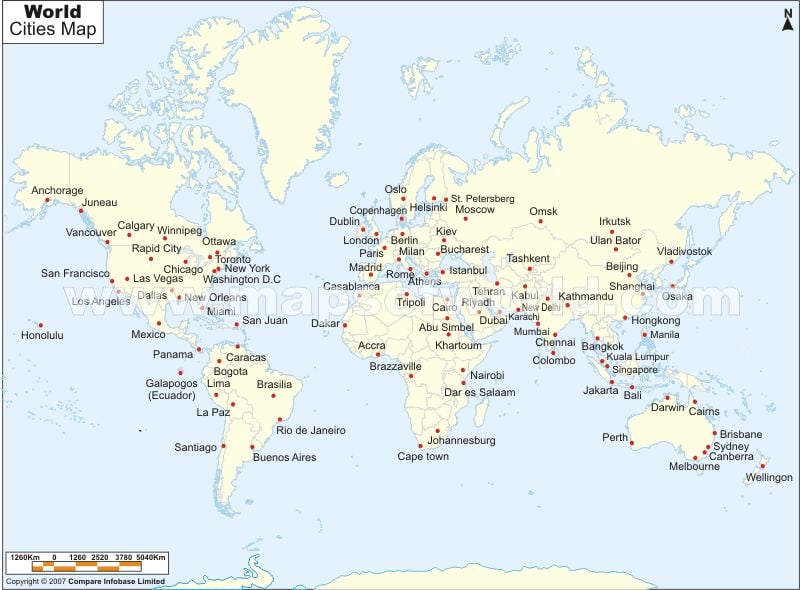 map of oceania with cities. World City Map