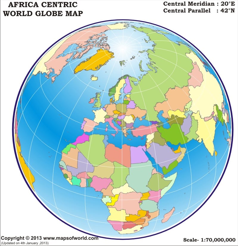 Africa Centric World Globe Map