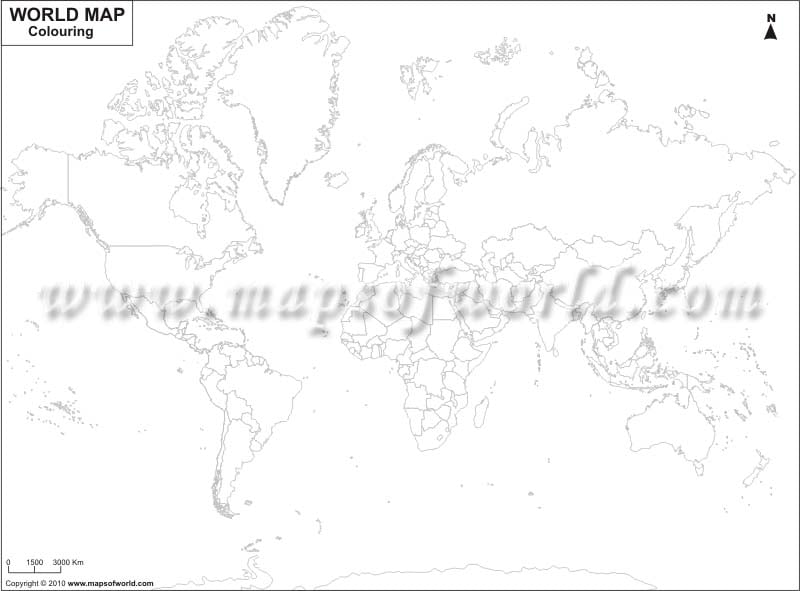 world map printable for kids. World Map Coloring Page for